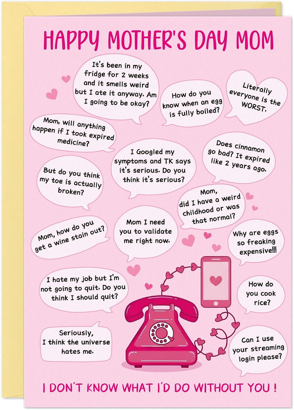 D4DREAM Funny Mothers Day Card from Daughter, 15+ Hilarious Conversations
