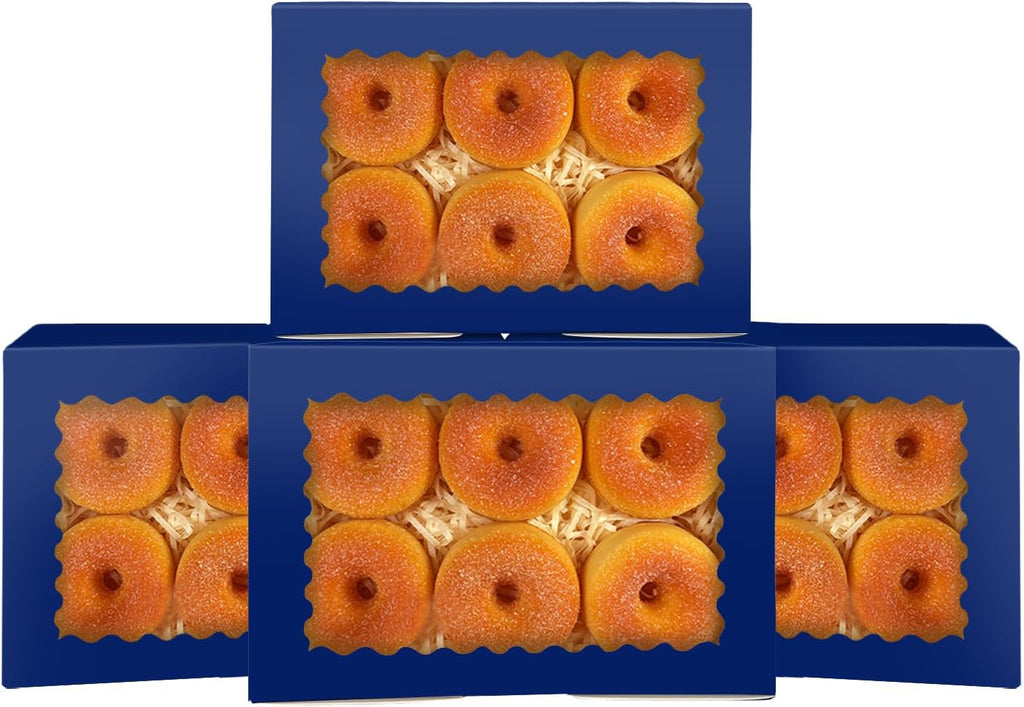 qiqee 50Pcs Deep Blue Cookie Box with Window 9x6x2.5 inch Pastry Macaron Bakery Box For Packaging