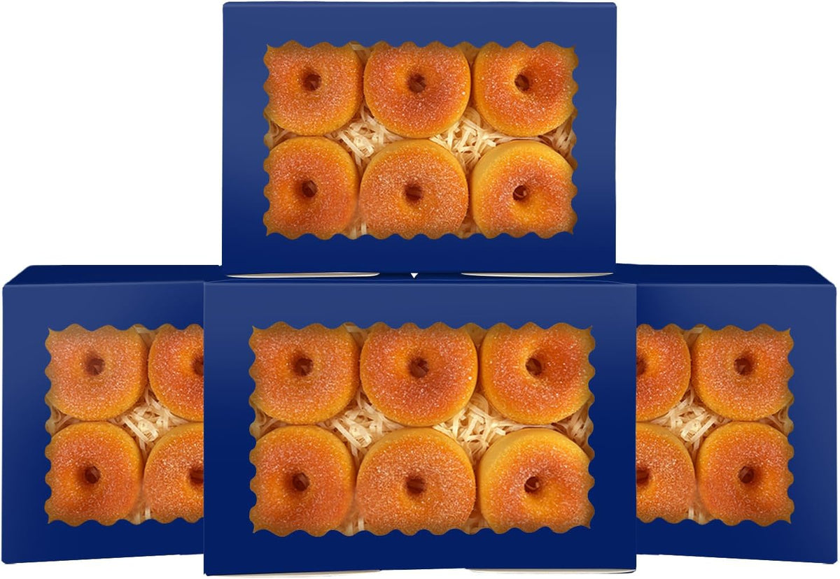 qiqee 50Pcs Deep Blue Cookie Box with Window 9x6x2.5 inch Pastry Macaron Bakery Box For Packaging