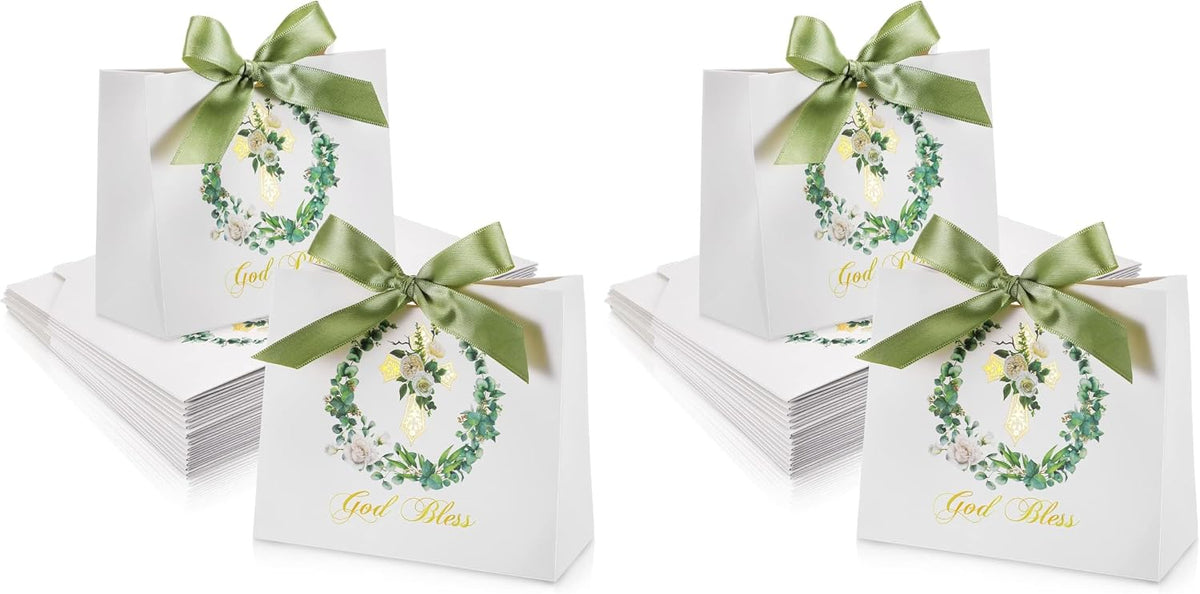 Colarr 36 Pieces First Communion Gift Bags Religious Baptism God Bless Paper Gift Party Favor Goodie Treat Candy Bags for Boys and Girls Christenings Easter Weddings Holiday Party Supplies (Pack of 2)