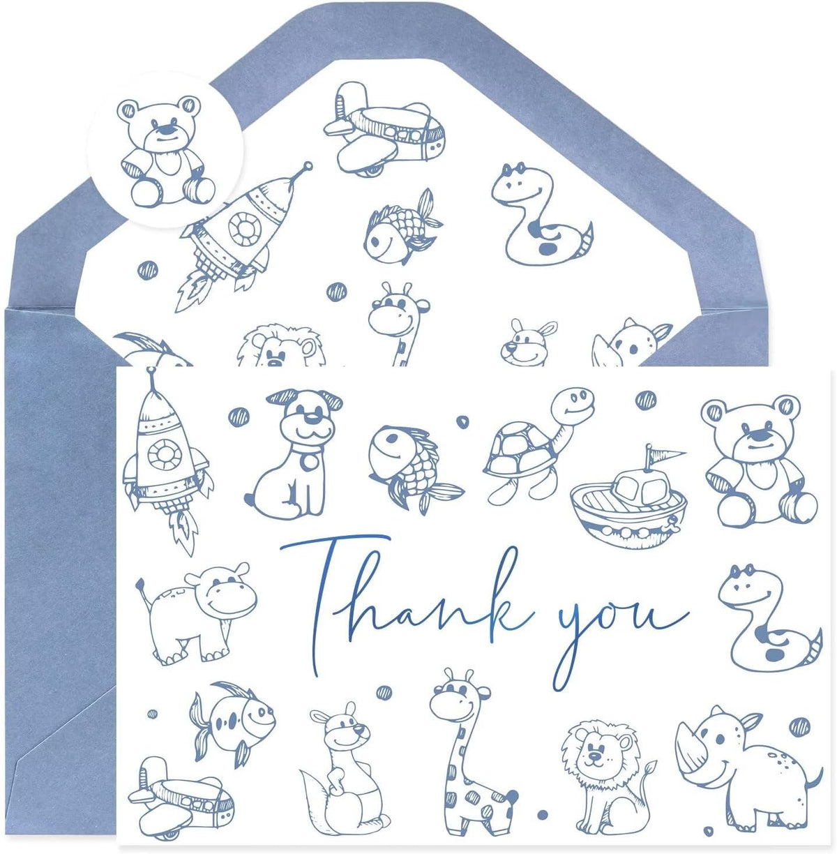 48 Pack Baby Shower Thank You Cards with Envelopes (Cute Bear)