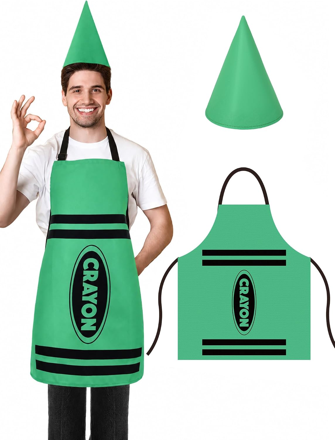 Teenyyou Crayon Costume with Apron and Cone Hat Adult