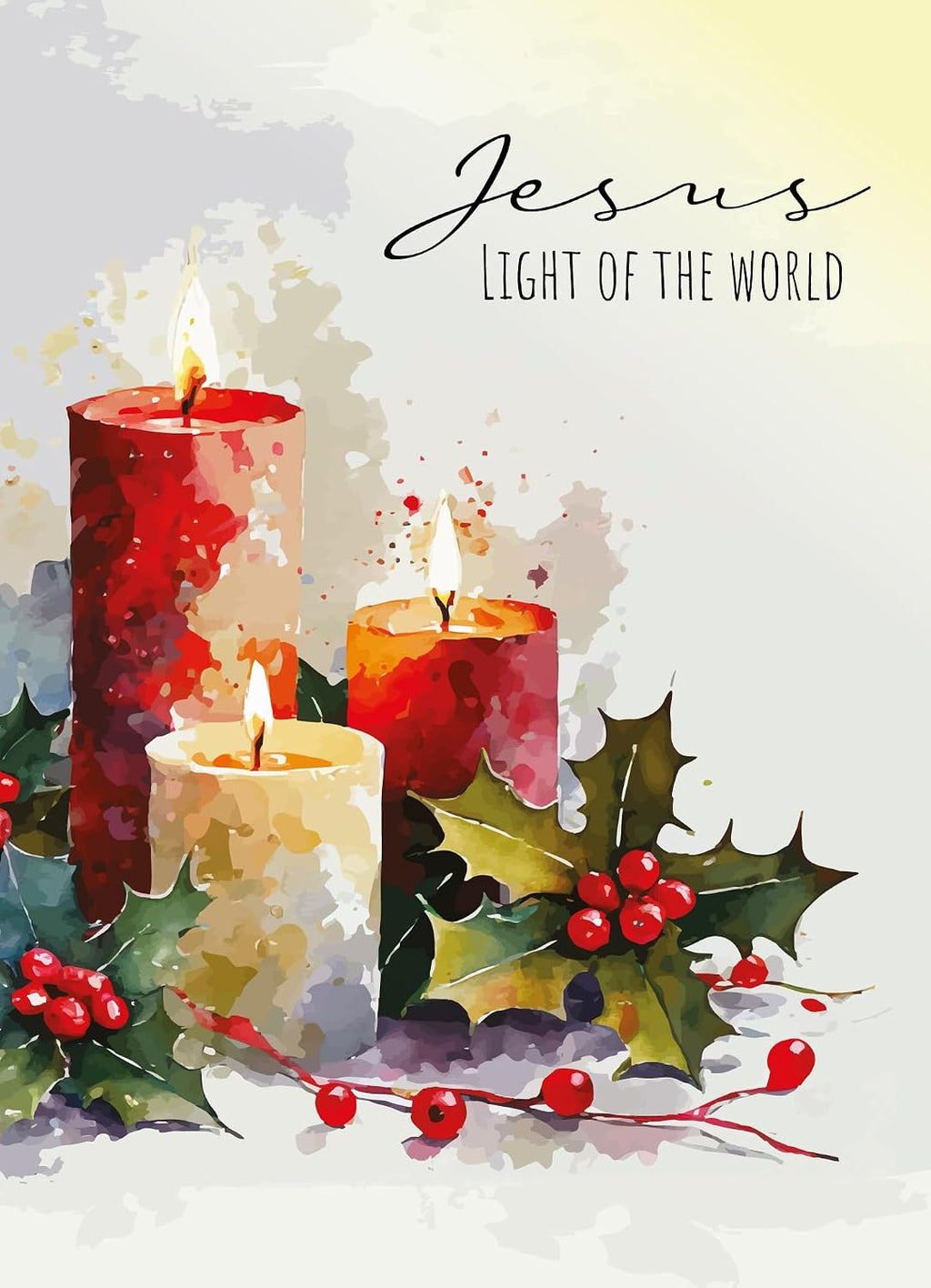 Religious Christmas Cards with Envelopes, Pack of 20, Candlelight