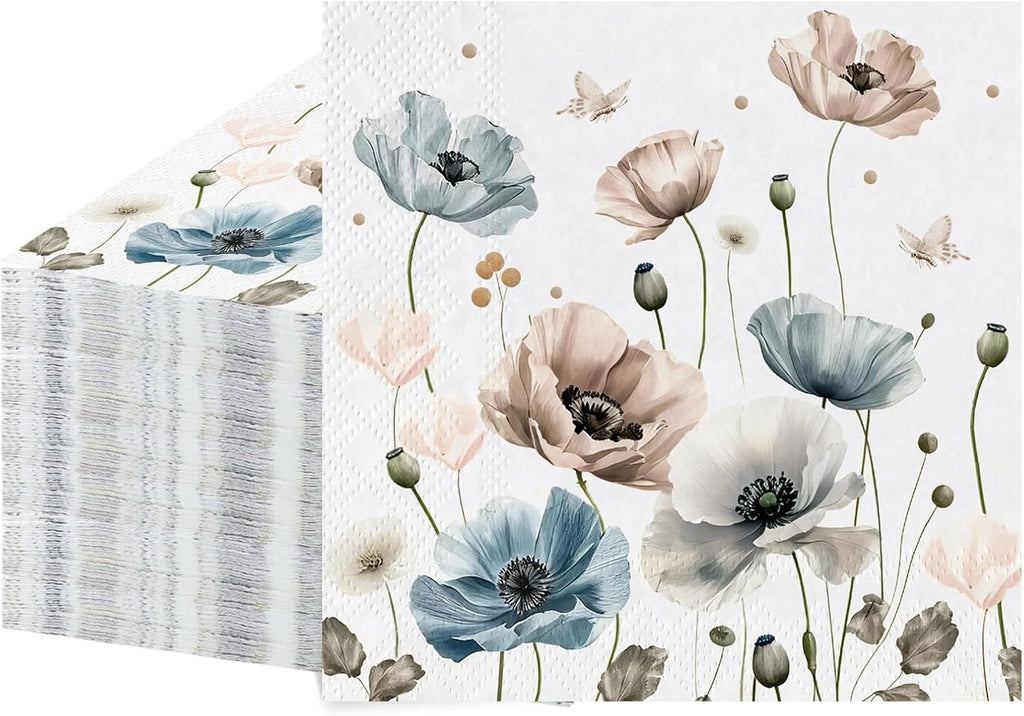 Natnarr 100 Pcs Floral Paper Napkins, 5" Boho Flower Napkins