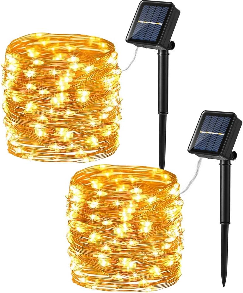 Brizled Solar Fairy Lights Outdoor, 2 Pack 200 LED 66FT Solar String Lights