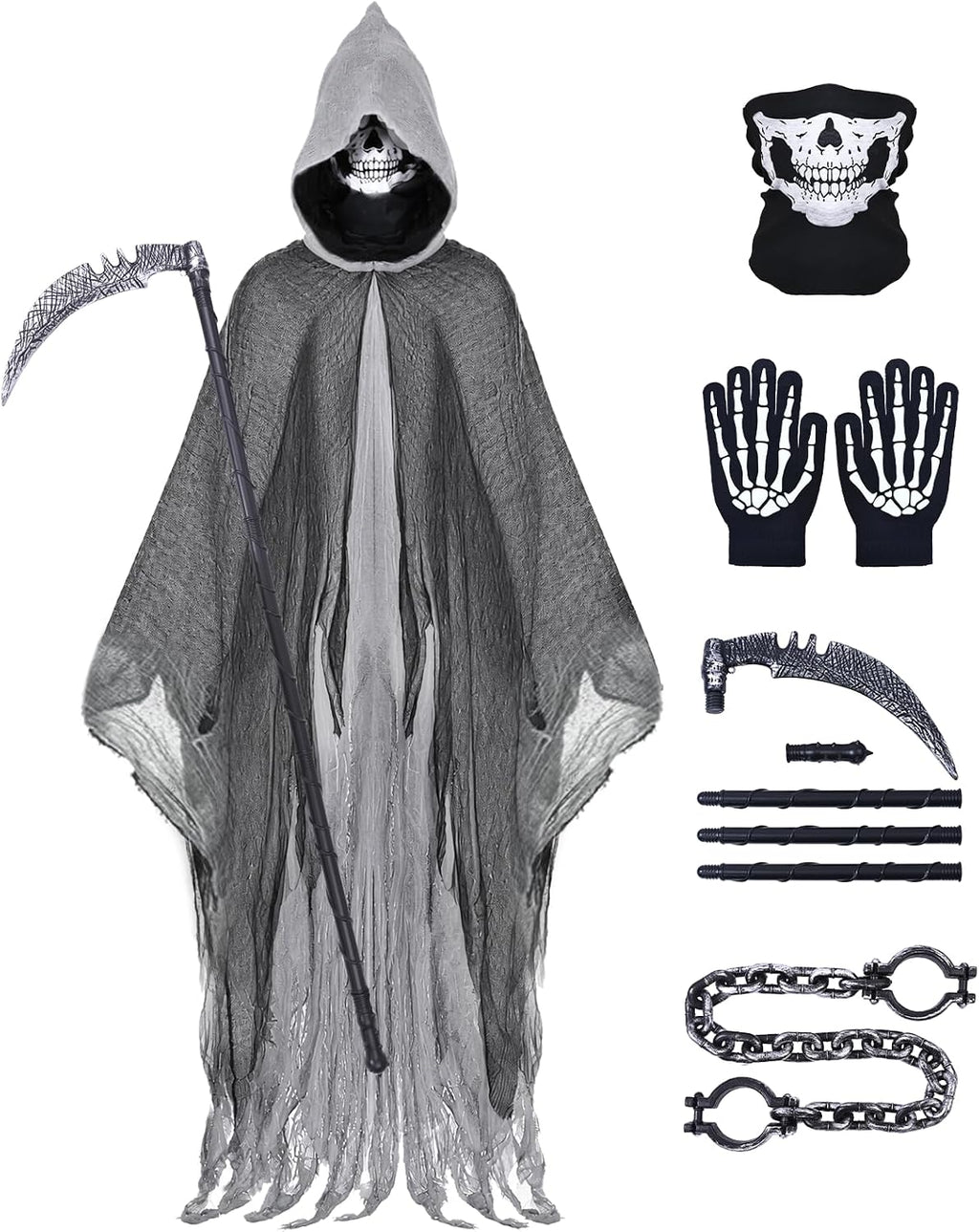 Grim Reaper Costume, Halloween Hooded Cloak, Scary Halloween Cosplay Costumes for Adult