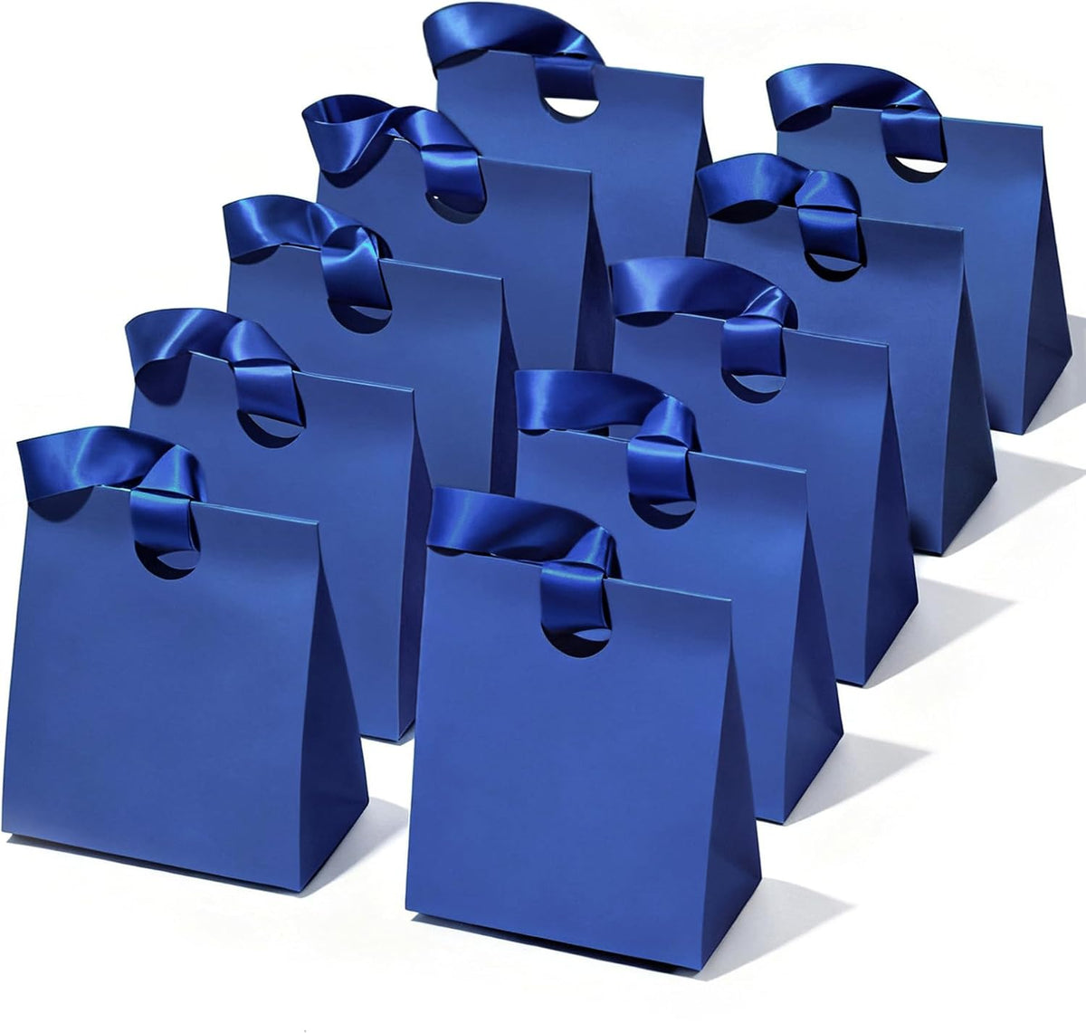 Vitalizart Paper Gift Bags With Ribbon Handles Small Blue Bulk Pack