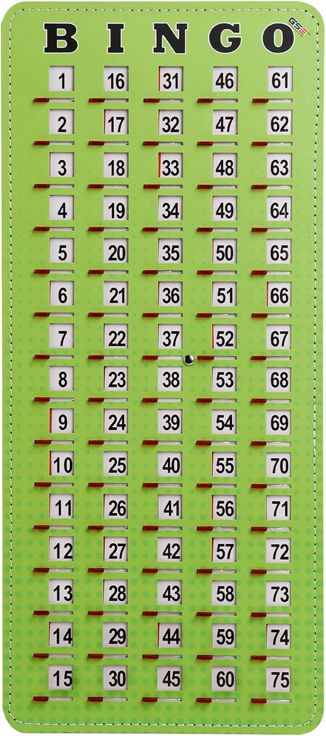 GSE Finger-Tip Bingo Master Board with Sliding Windows, Green