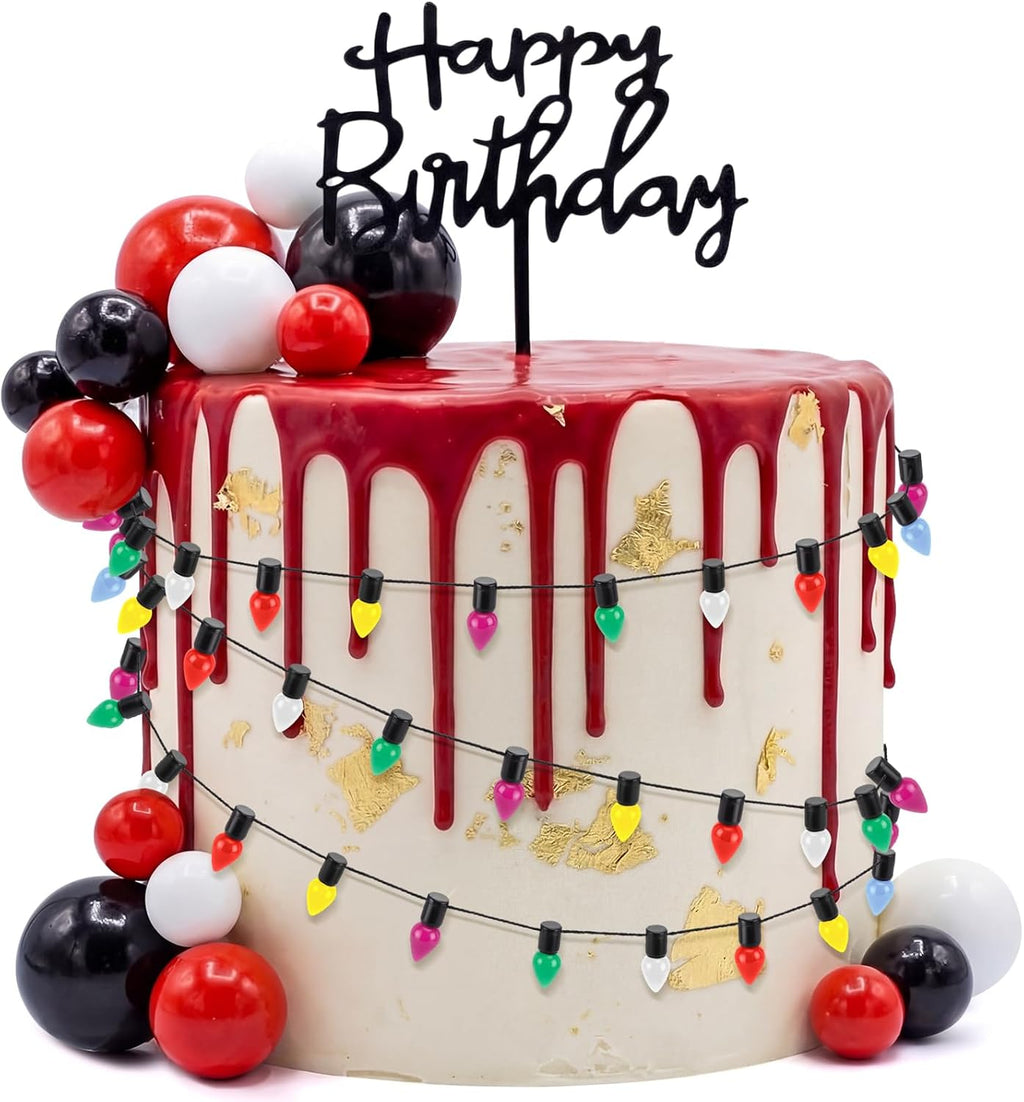 Gerrii 63 Pcs Strange Theme Cake Decorations Happy Birthday Cake Topper Set
