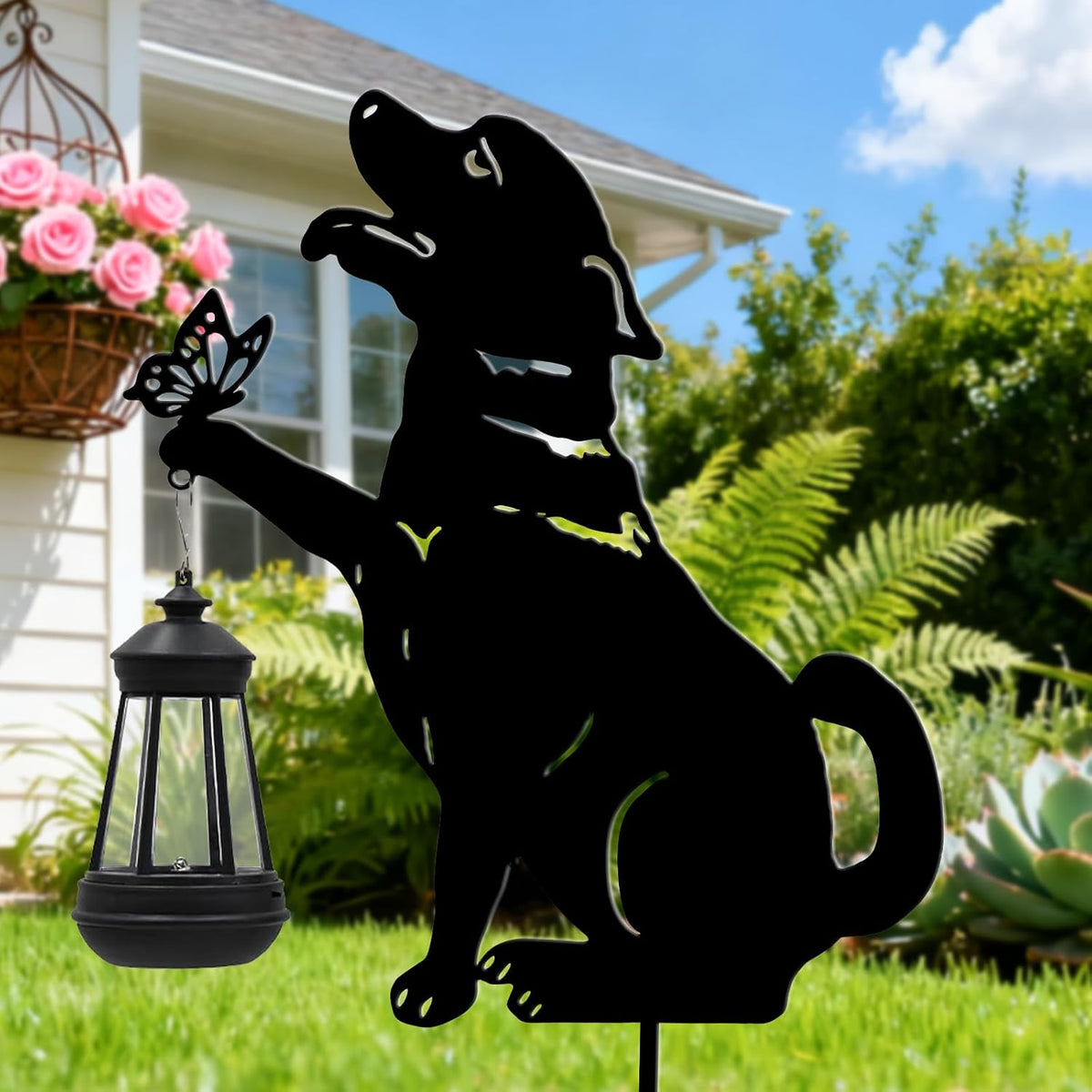 twinbling Solar Black Dog Lights Patio Decorations Outdoor