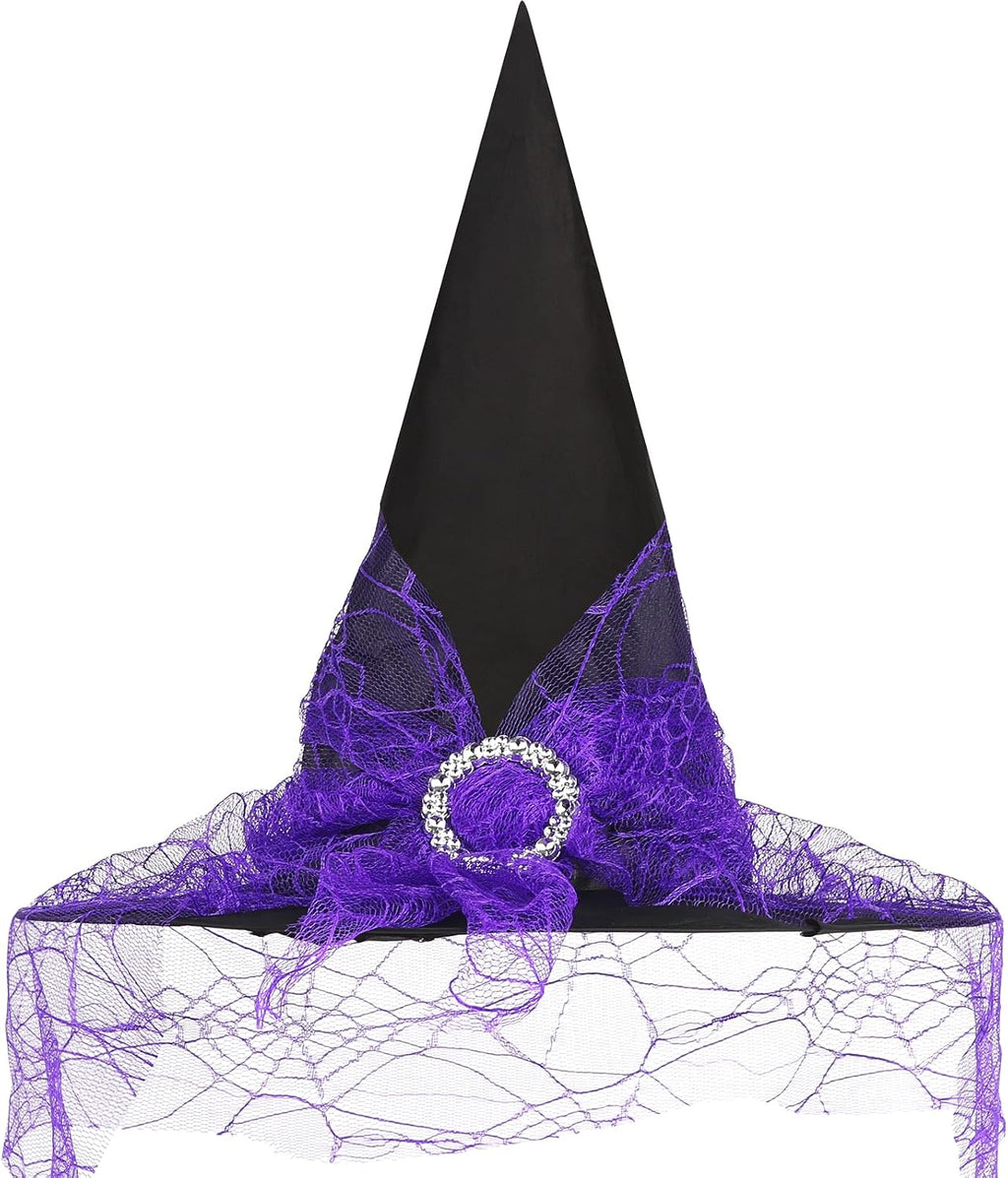 CCINEE Witch Hats for Women, Adult Witch Vampire Halloween Costumes Accessories Foldable Lace Veils Hats for Cosplay Party