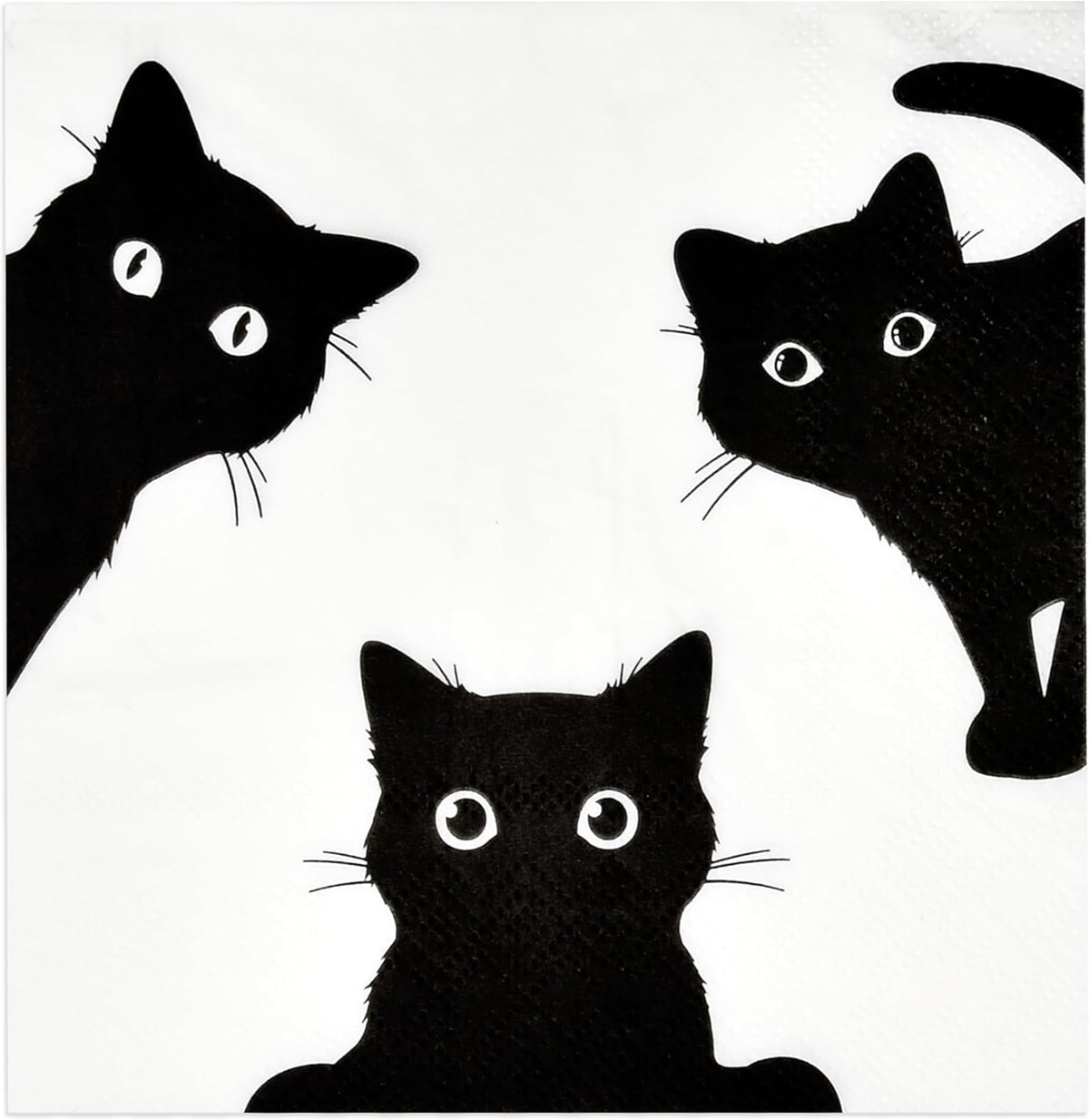 100 Halloween Black Cats Cocktail Beverage Napkins Spooky Cat Disposable