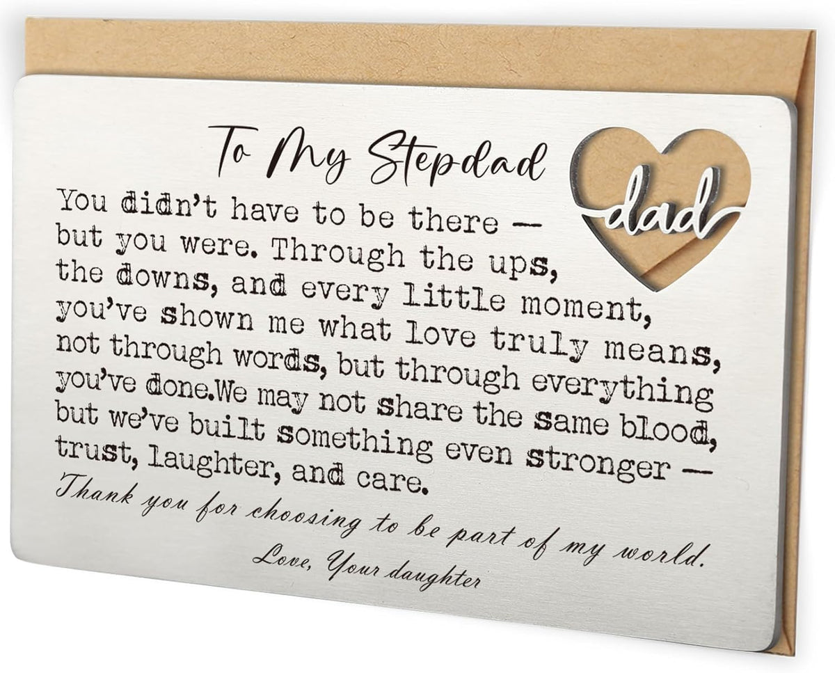 YODOCAMP Stepdad Appreciation Wallet Card, Thank You Gift from Daughter, Encouraging Greeting Card for Stepfather, Family Gratitude Message, Pocket Size Appreciation Card QBK20