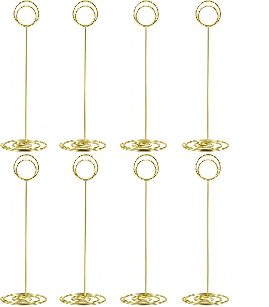 Radezon 20 Pack 8.75 inch Tall Table Number Holders Place Card Holder Table Picture Holder Wire Photo Holder Clips Picture Memo Note Photo Stand (Gold)