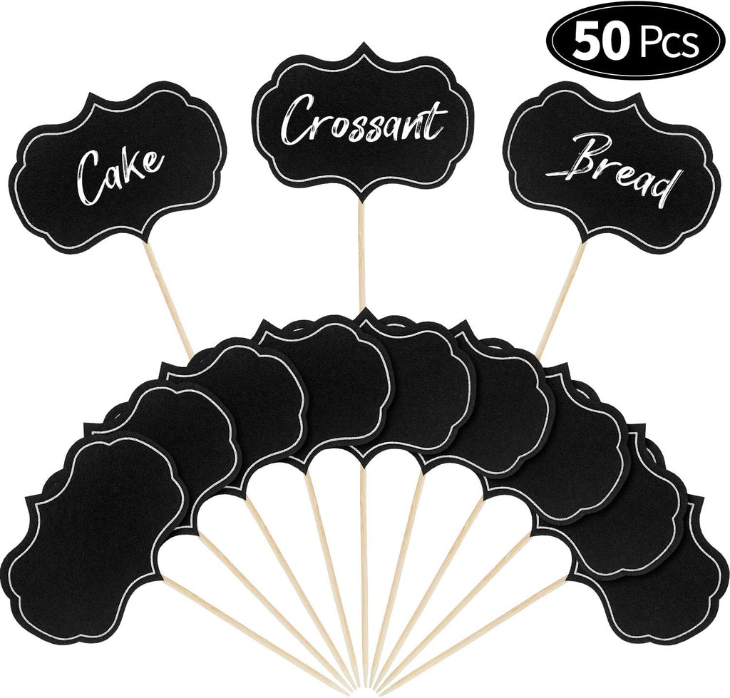 Blulu 50 Pcs Cheese Marker Toothpick Label for Charcuterie, Black