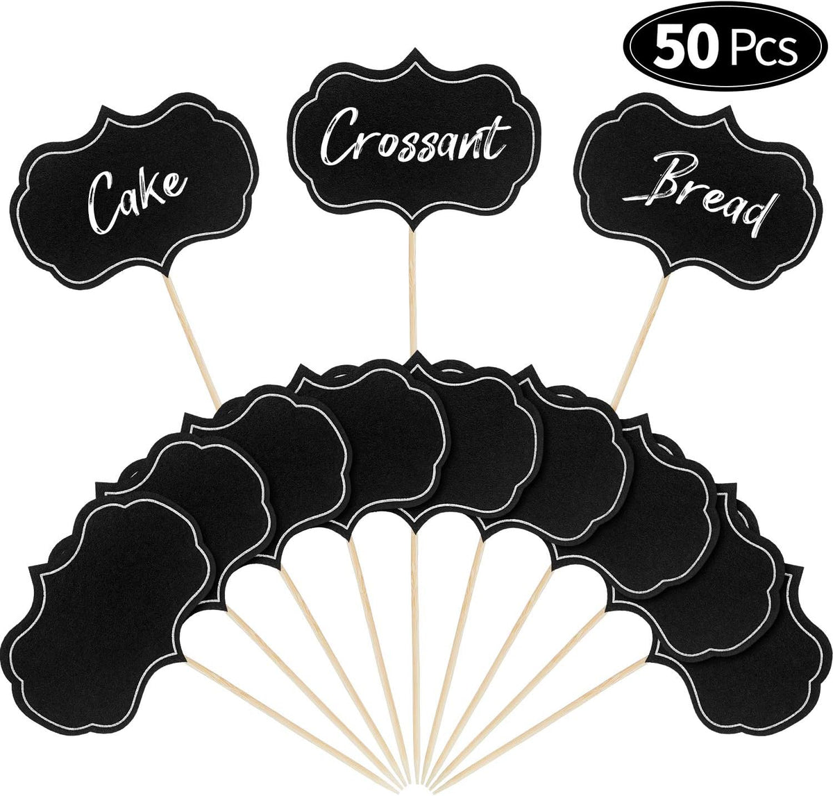Blulu 50 Pcs Cheese Marker Toothpick Label for Charcuterie, Black
