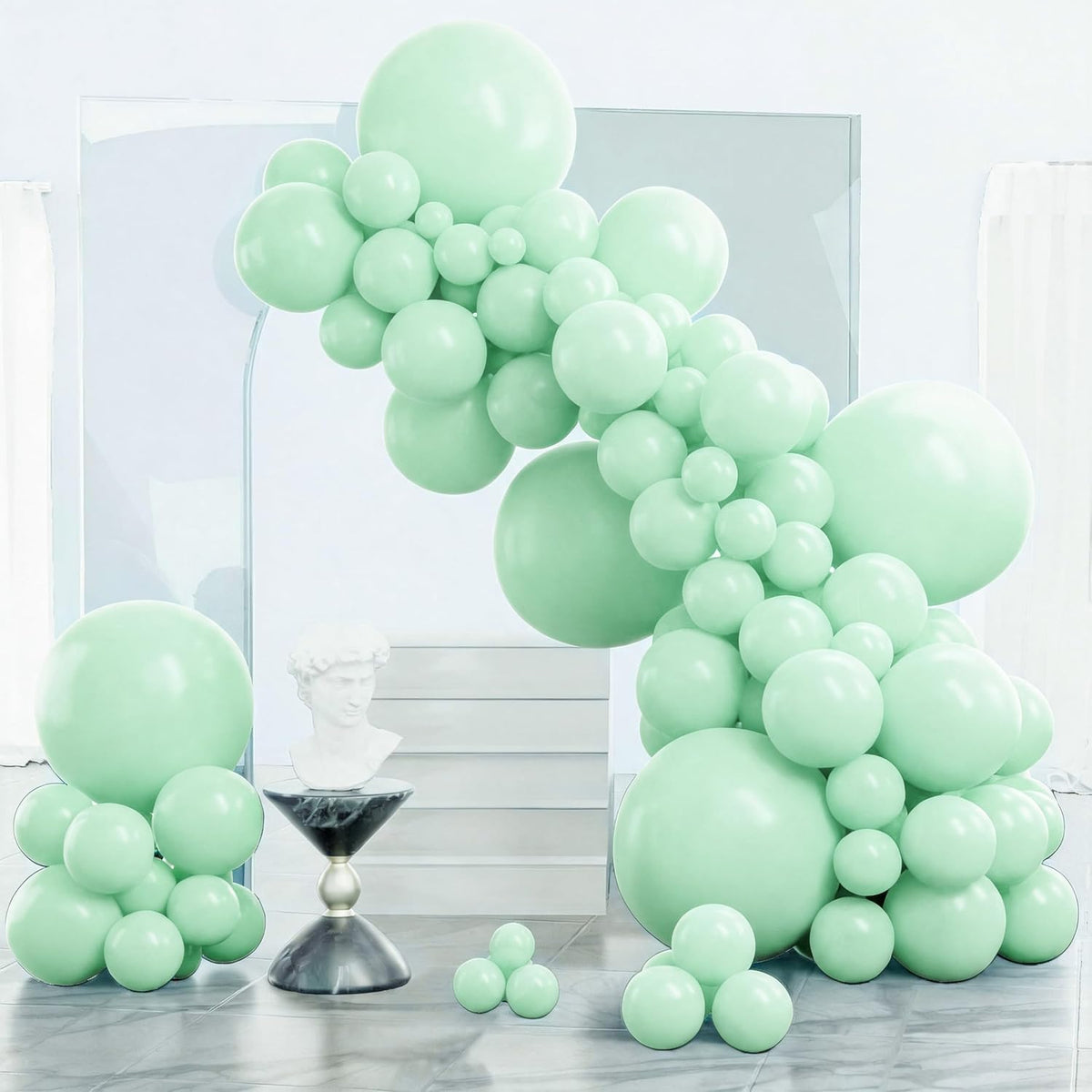 PartyWoo Light Green Balloons 140pcs Mint Pastel Peppermin Green Color