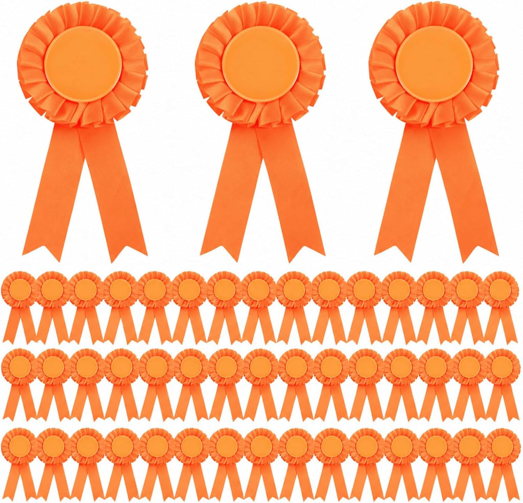 Hanaive 60 Pcs Blank Award Ribbons, Rosettes for 1st 2nd 3rd Place, Orange