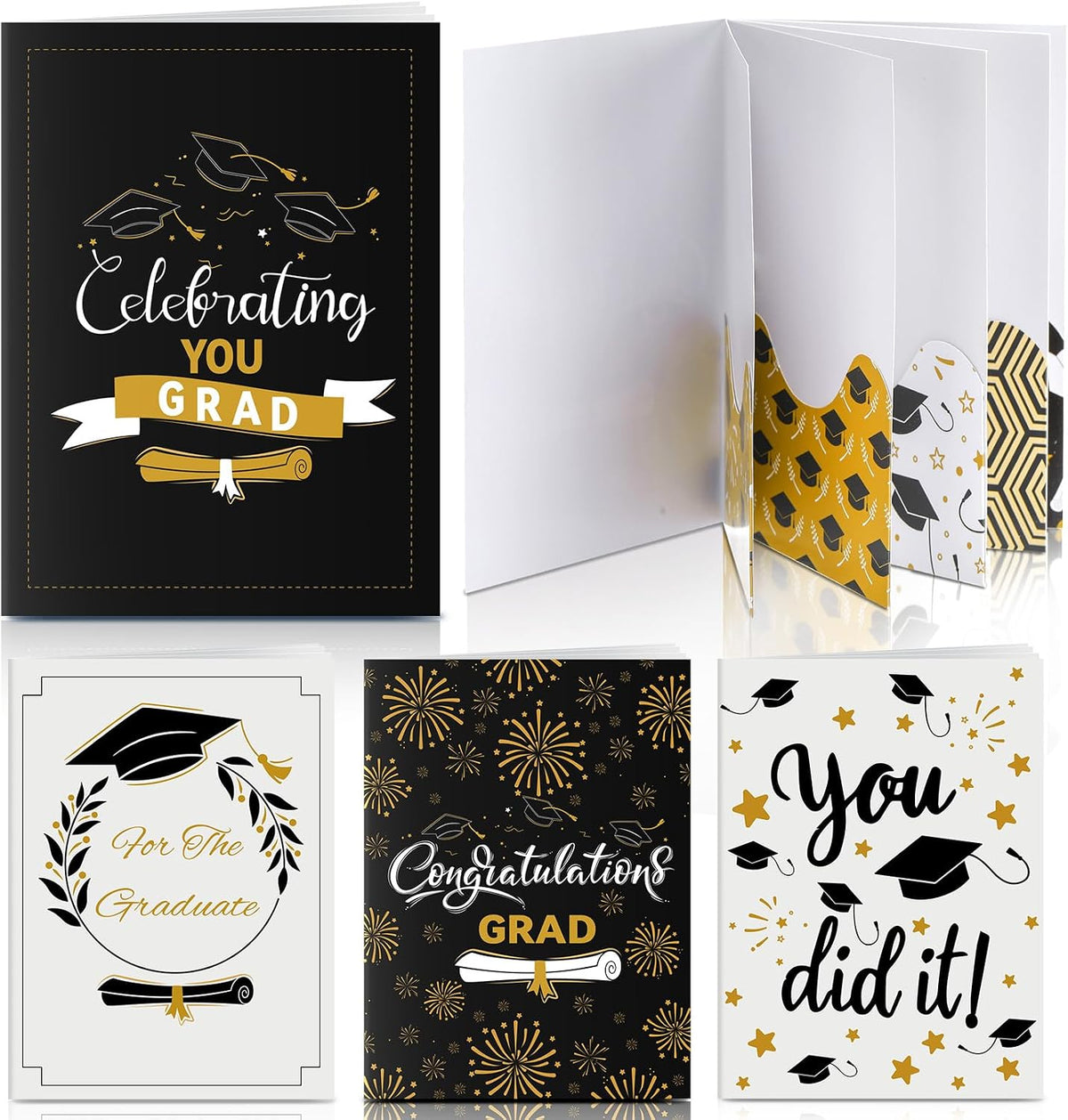 AmazingSpark 4 Set Mini Graduation Gift Card Book Class of 2026 Money Holder Envelope Booklet for Cash Congrats Grad Surprise Money Card Sleeve Book Graduate Party Gift for Senior College University