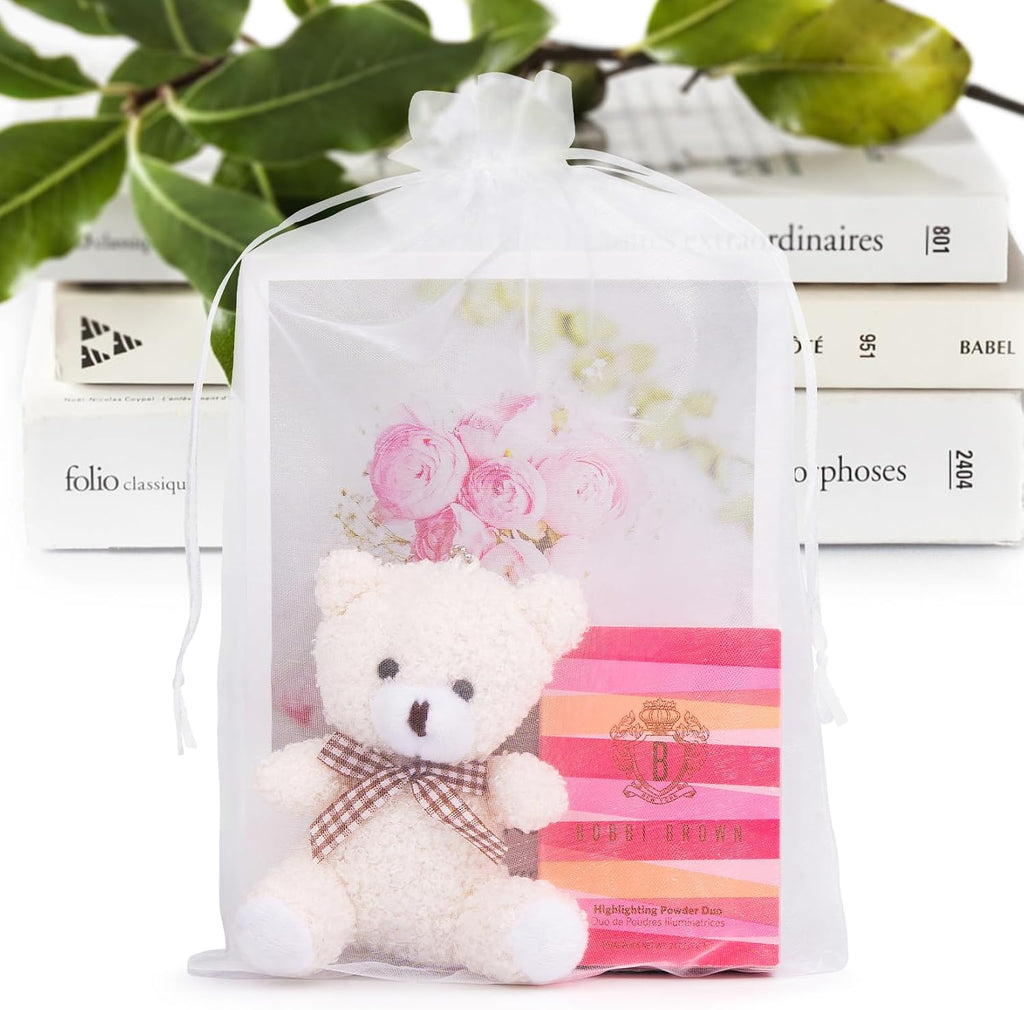 Crweety 50Pcs Large Organza Bags 6x9, Small Mesh Gift Bags Drawstring