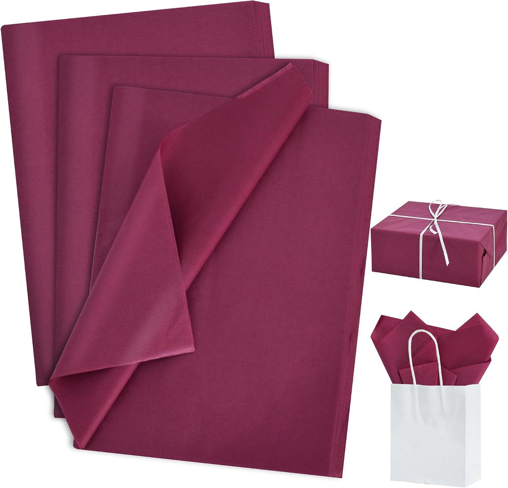 BEISHIDA 100 Sheets Dark Red Tissue Paper Bulk, Wrapping Tissue Paper for Gift Bags, 14 x 20 Inch Gift Wrap for Valentine Birthday Wedding Graduation DIY Crafts Holiday Flowers