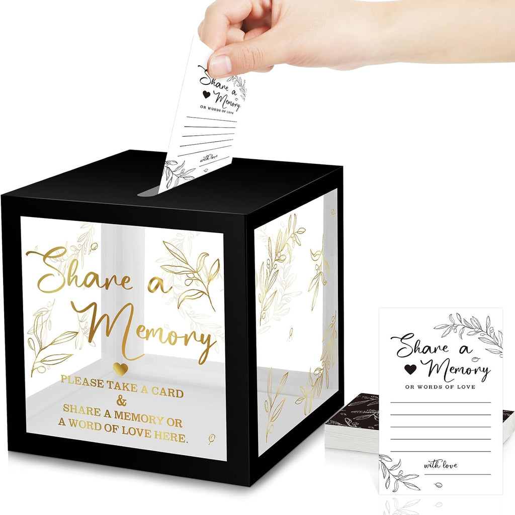 Pajean 50 Pcs Greenery Share a Memory Card, Celebration of Life Cards Box