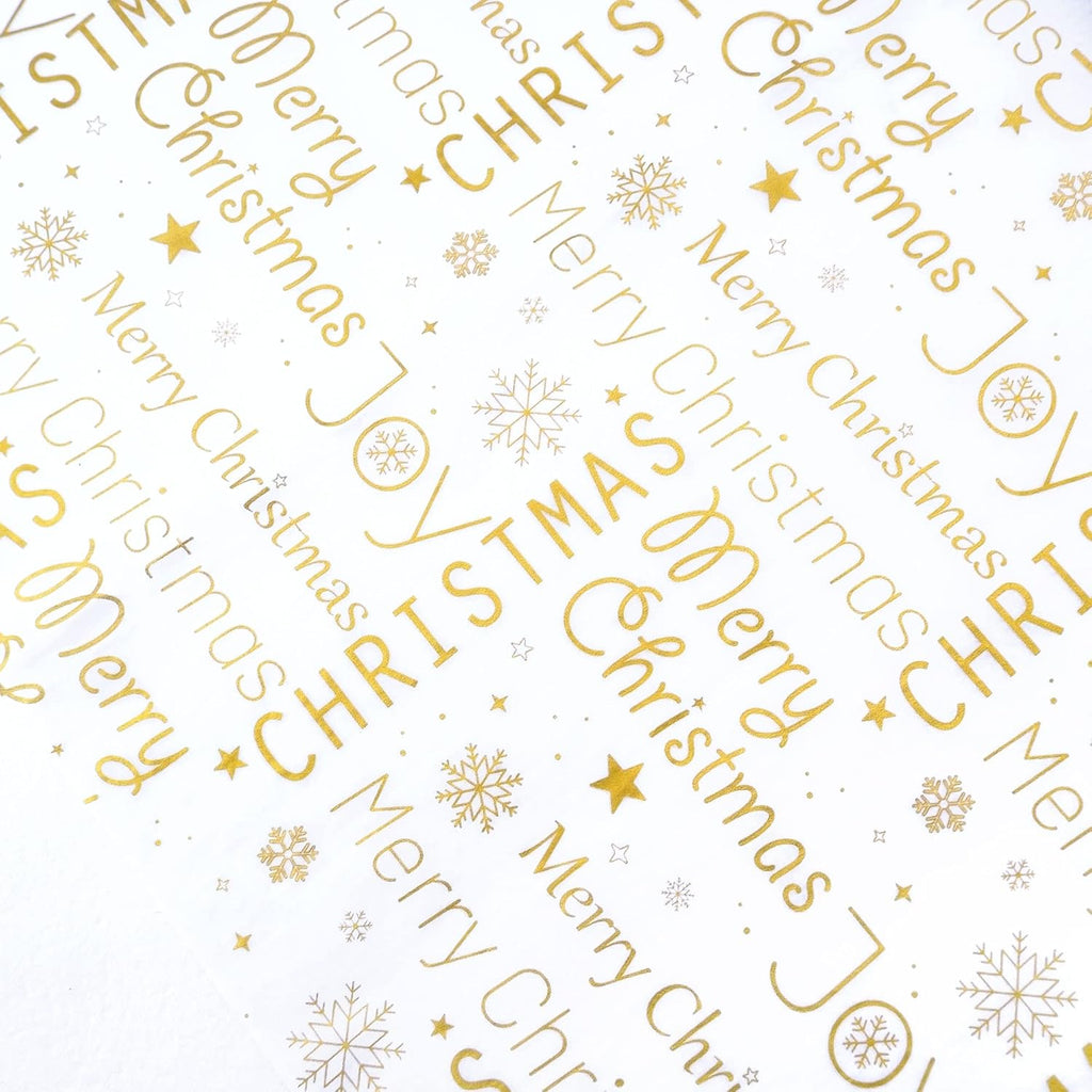 MR FIVE 60 Sheets White with Gold Merry Christmas Tissue Paper Bulk,20" x 14",Gold Christmas Tissue Paper for Gift Bags,Xmas Party