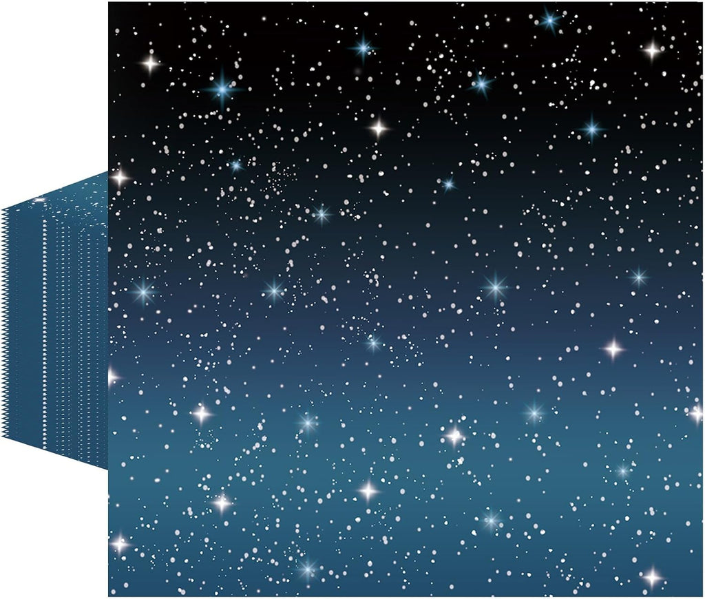 50 Pcs Space Paper Napkins 6.5 x 6.5 Inches, Galaxy Starry Night Theme Disposable Luncheon Dinner Party Napkins Cocktail Napkin for Outer Space Birthday Party Decorations (Galaxy)
