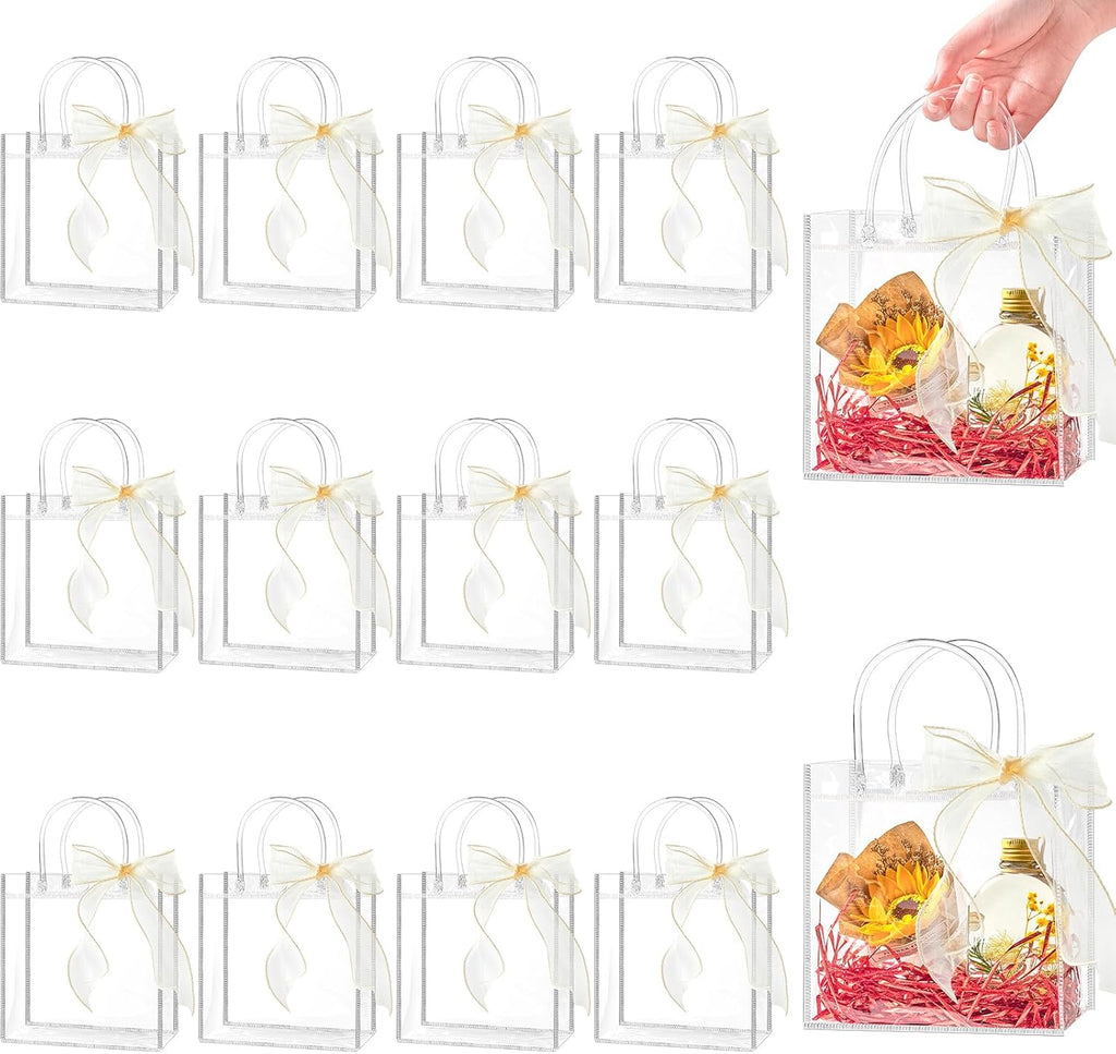 Ohuimrt 30 Pack 6.89" x 3.54" x 6.89" Clear Plastic Gift Bags with Handles