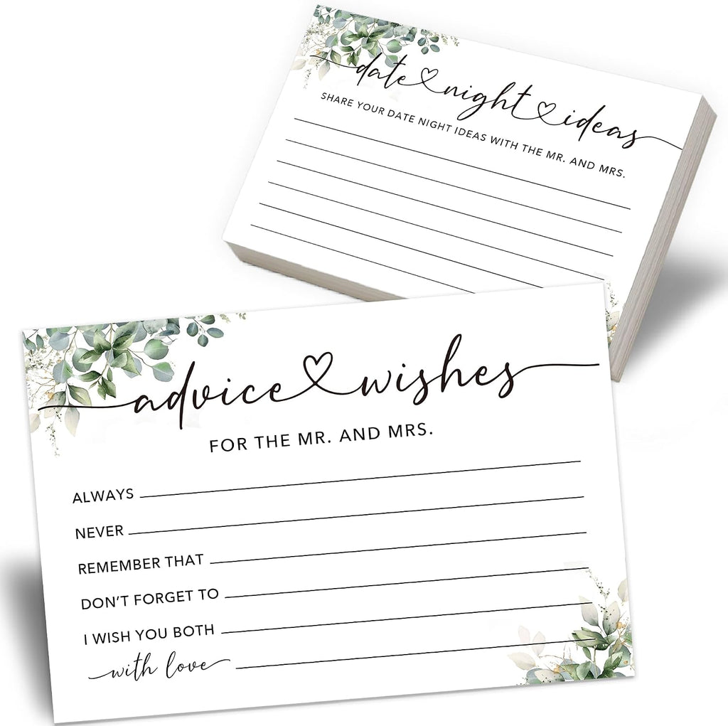 50 Pcs Advice and Wishes for the Mr and Mrs Cards - Bridal Shower Guest Book, Wedding Reception Decor, Newlywed Games, Engagement Party & Anniversary Keepsake -B04