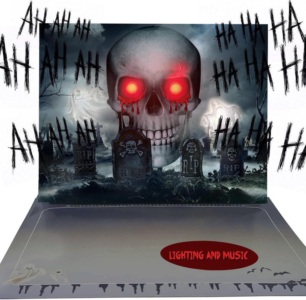 3D Greeting Pop Up Halloween Card with light and music, For Kids, Friend, Boyfriend, Girlfriend, Husband, Him, Women - Skull, Trick Or Treat, Ghost, Pumpkin Envelope