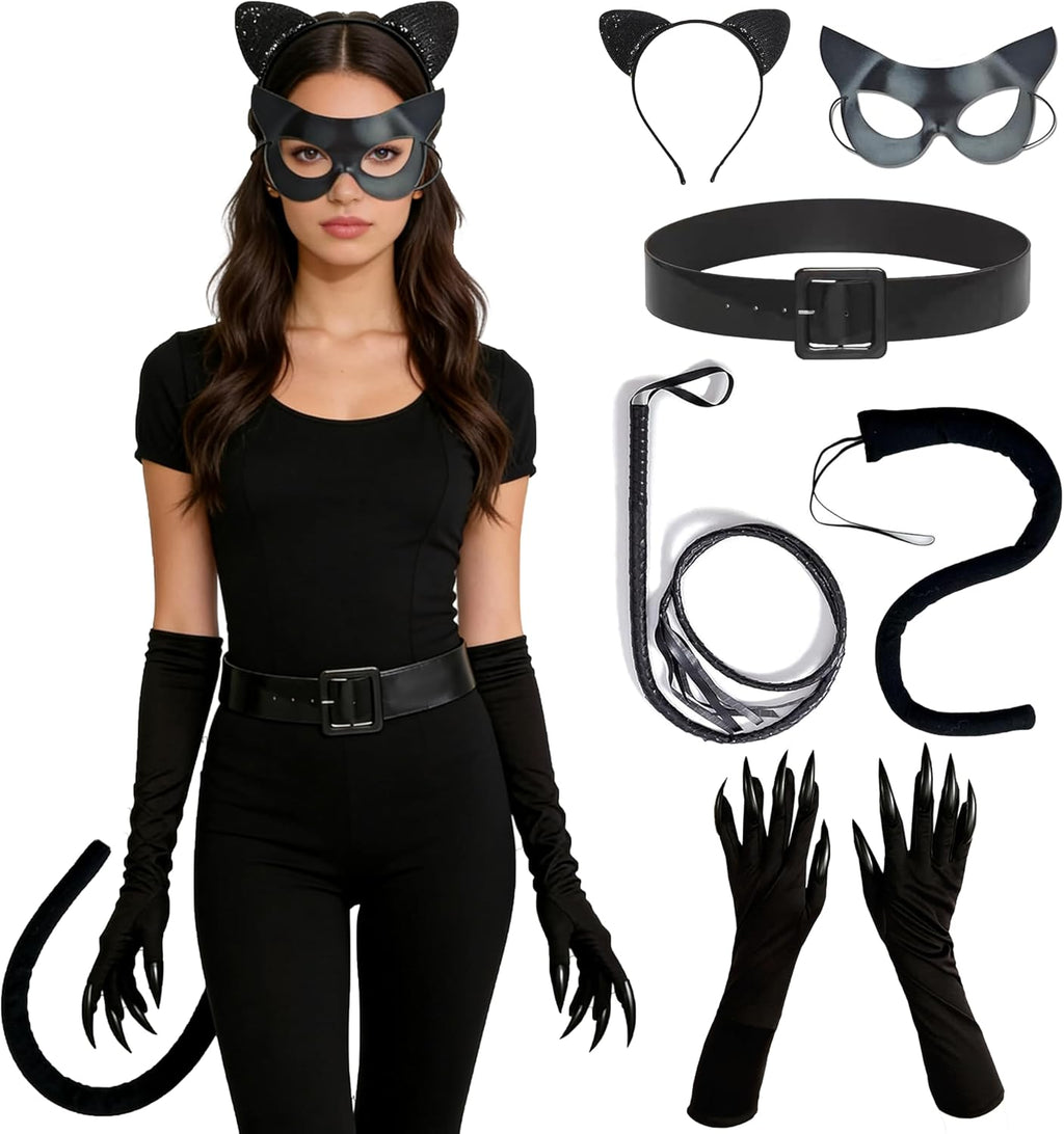 Woman Cat Costume Accessories Adult Black Superhero Outfit for Halloween Cosplay