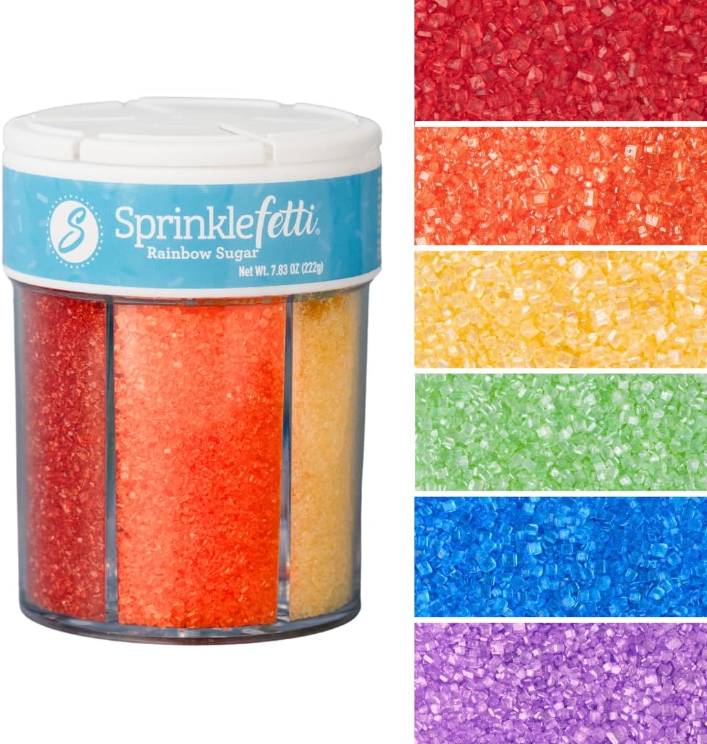 Sweets Indeed Rainbow Sugar Crystals 6 Cell Decorating Jar, 7.83 ounces