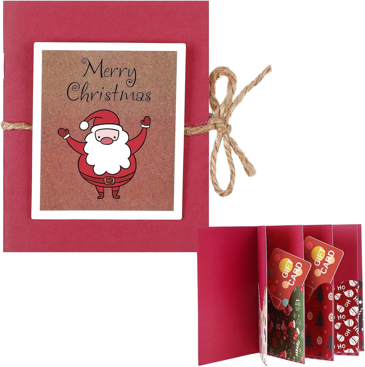 Engrowtic Christmas Gift Card Book, Money Holders for Cash, 5 Slots, Santa