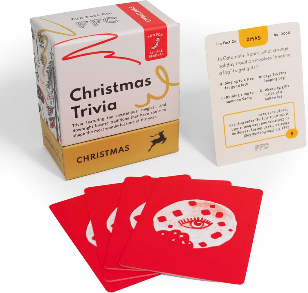 Christmas Trivia Cards: Holiday Fun Facts, Family Game Night Essential, 100 Funny & Witty Trivia Question Cards, Educational Activity for Kids & Adults
