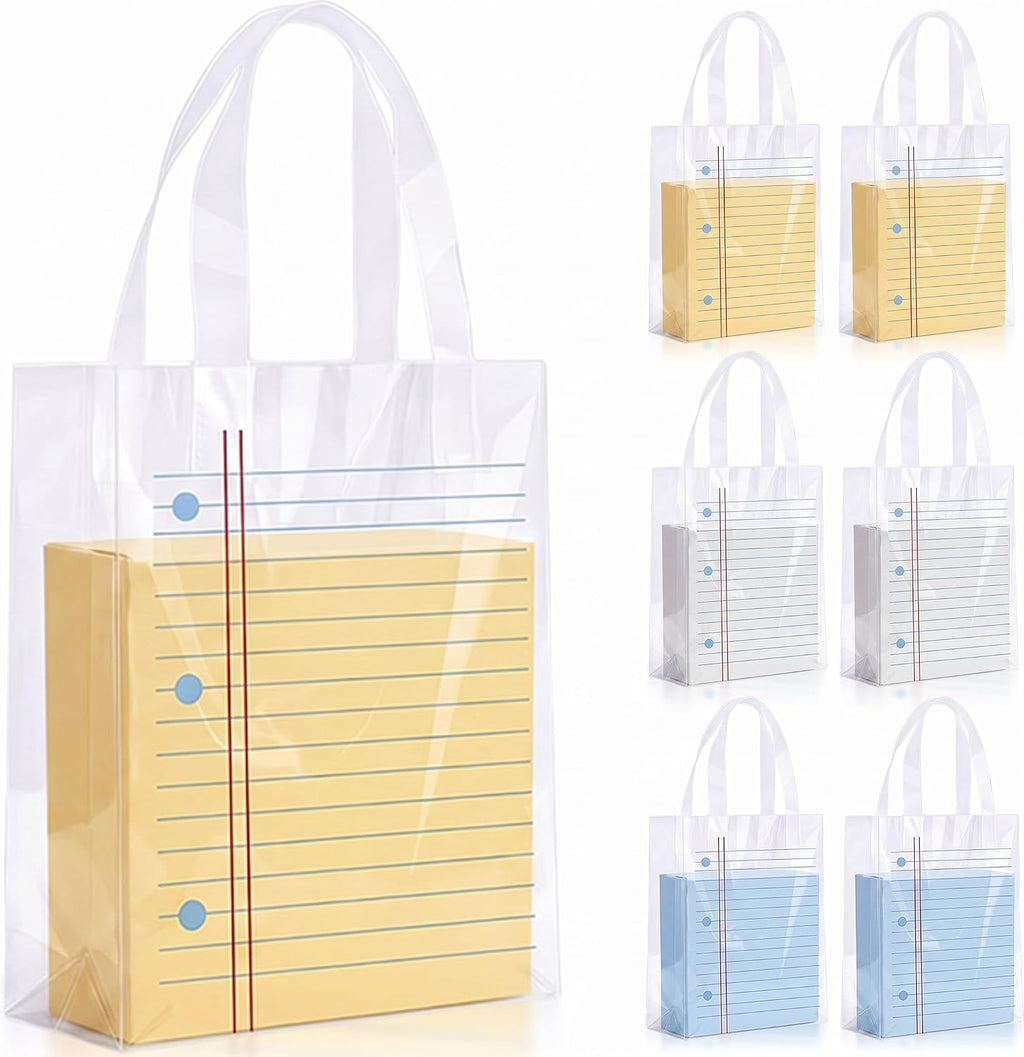 Pajean 12 Pcs End of Year Gift Bags Composition Notebook Plastic Bags with Handles, 5.9x8.7x3.1 Inch Teacher Appreciation PE Treat Bag, Back to School Goodie Pouch for Graduation Teacher Retirement