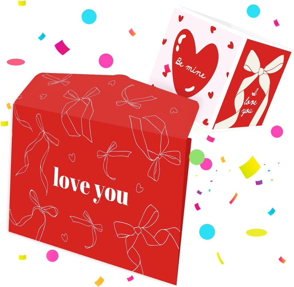 FETTIPOP 2-in-1 Surprise Boom Envelope Romantic Card with Confetti Exploding (Love You) – Valentine Funny Gift, Mom, Dad, Wife, Him, Her, Girlfriend, Boyfriend