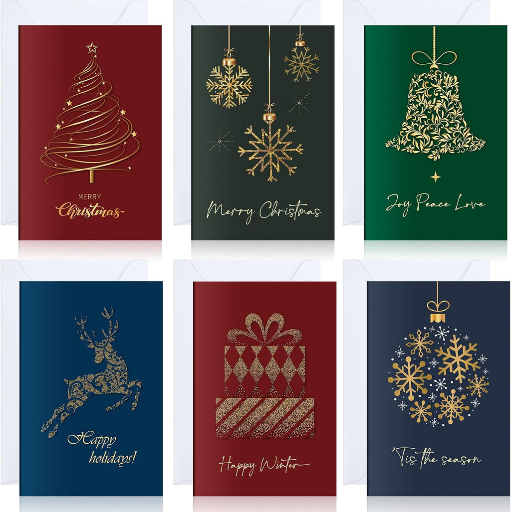 Crtiin 240 Set Christmas Cards 2026 Gold Foil Christmas Greeting Cards Bulk