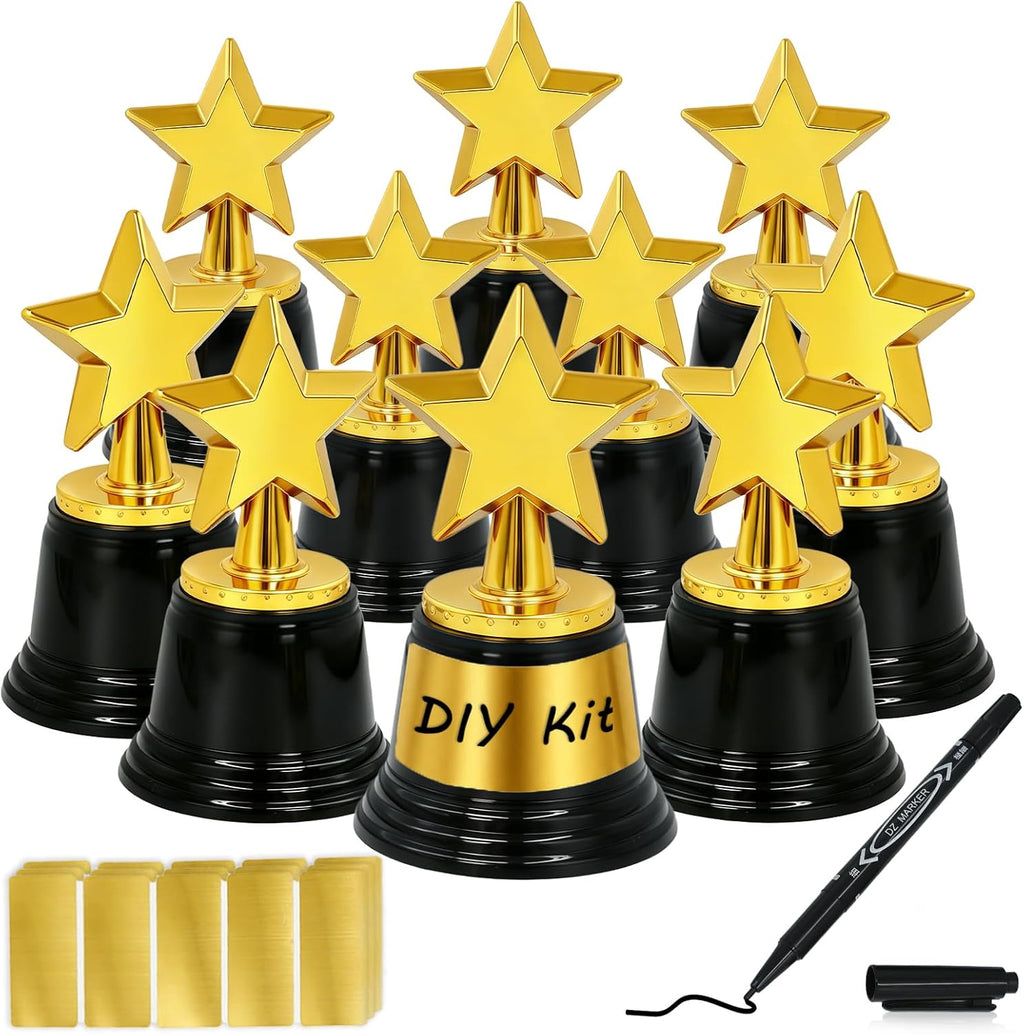 24 Pack Mini Star Trophy Awards with Stickers & Marker