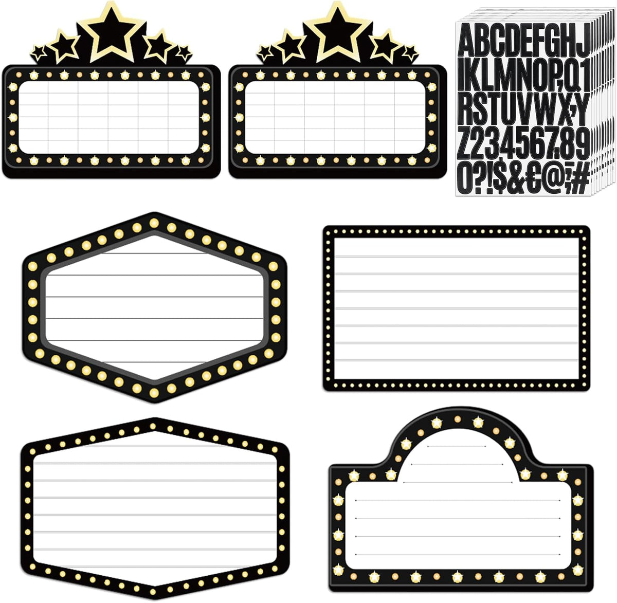 Feifeiya 6 Pack Wedding Bottle Service Sign with Letters, Classic, Black