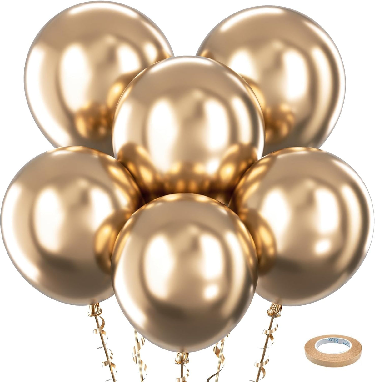 Bezente Metallic Champagne Gold Latex Party Balloons 30 Pack 18 inch