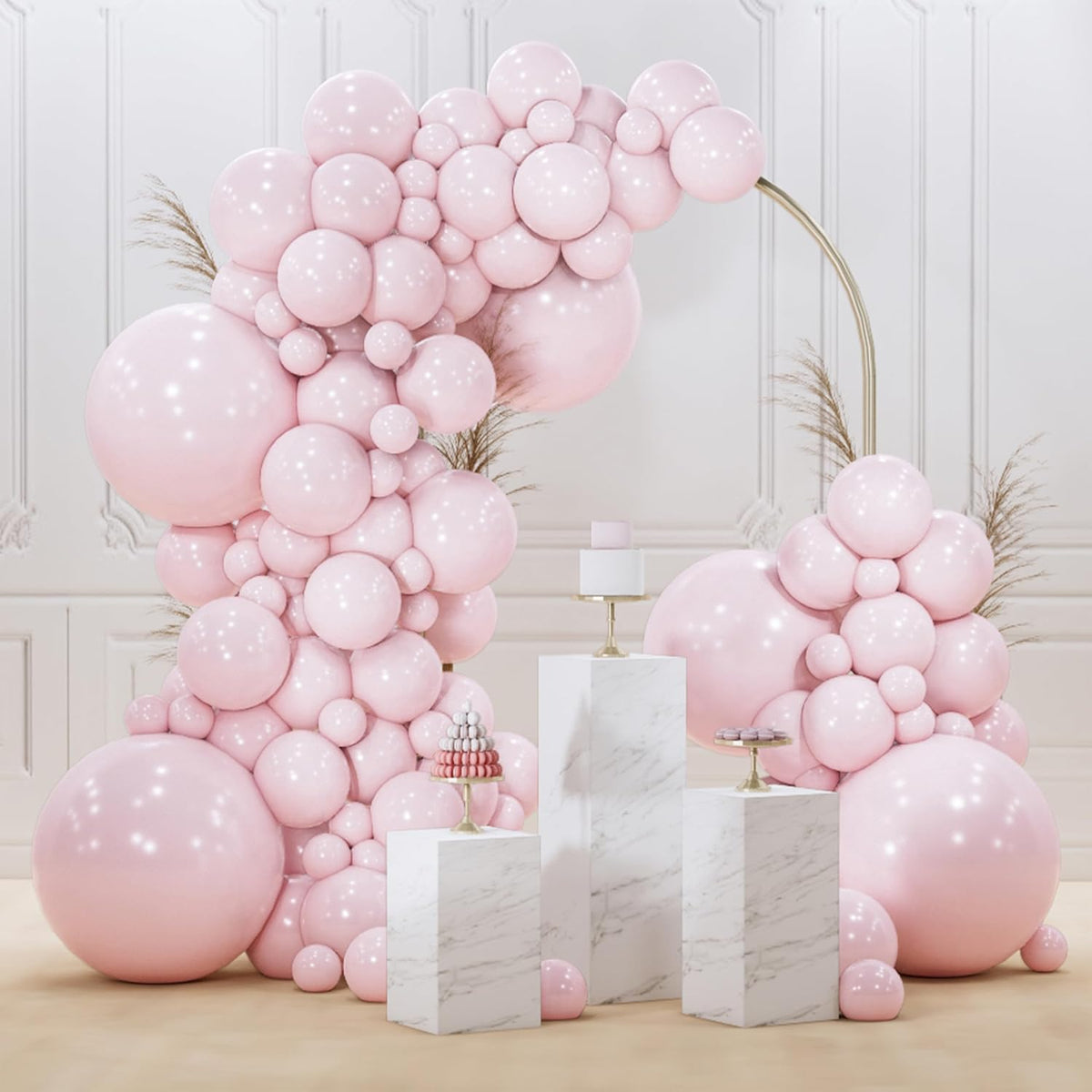 PartyWoo Pale Pink Balloons 140pcs Light Pastel Baby Pink Different Sizes
