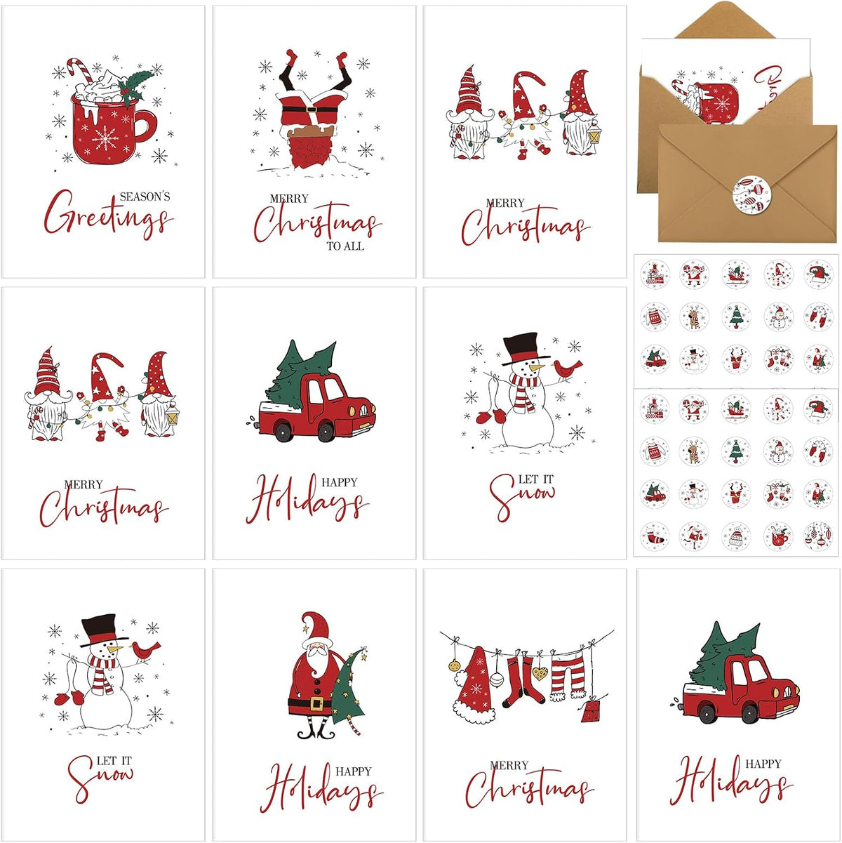 Motiskyy 80Sets Christmas Cards with Envelopes Bulk Funny Holiday Cards
