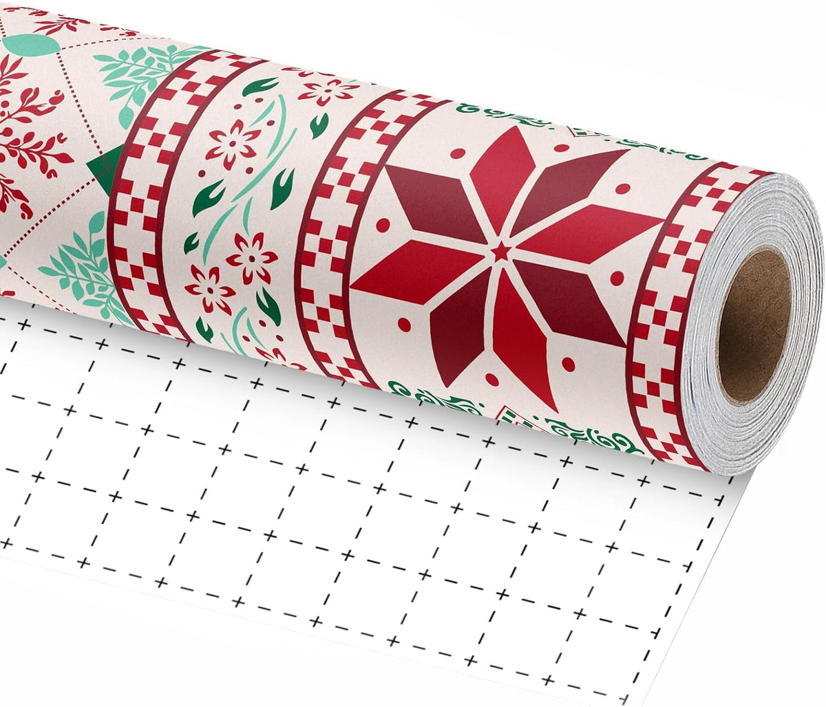LaRibbons Vintage Kraft Christmas Wrapping Paper Fair Isle 17 In x 33 Ft