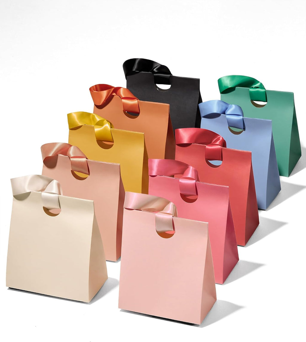 Vitalizart Paper Gift Bags With Ribbon Handles Mini Assorted Bulk Pack