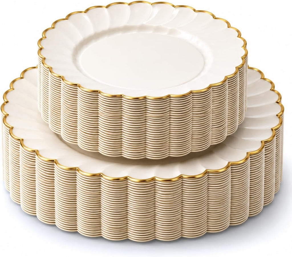 Whaline 60 Pcs Christmas Paper Plate Disposable Plates Boho Gold Foil Xmas Light Dinner Plate for Xmas Winter Party Table Decor Supplies, 10.4 x 6.7 In