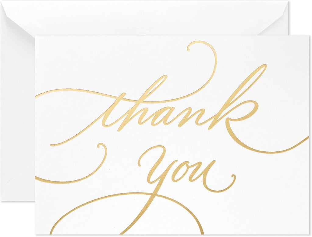 Hallmark Bulk Thank You Cards with Envelopes, 100-Pack (Gold Foil Script)
