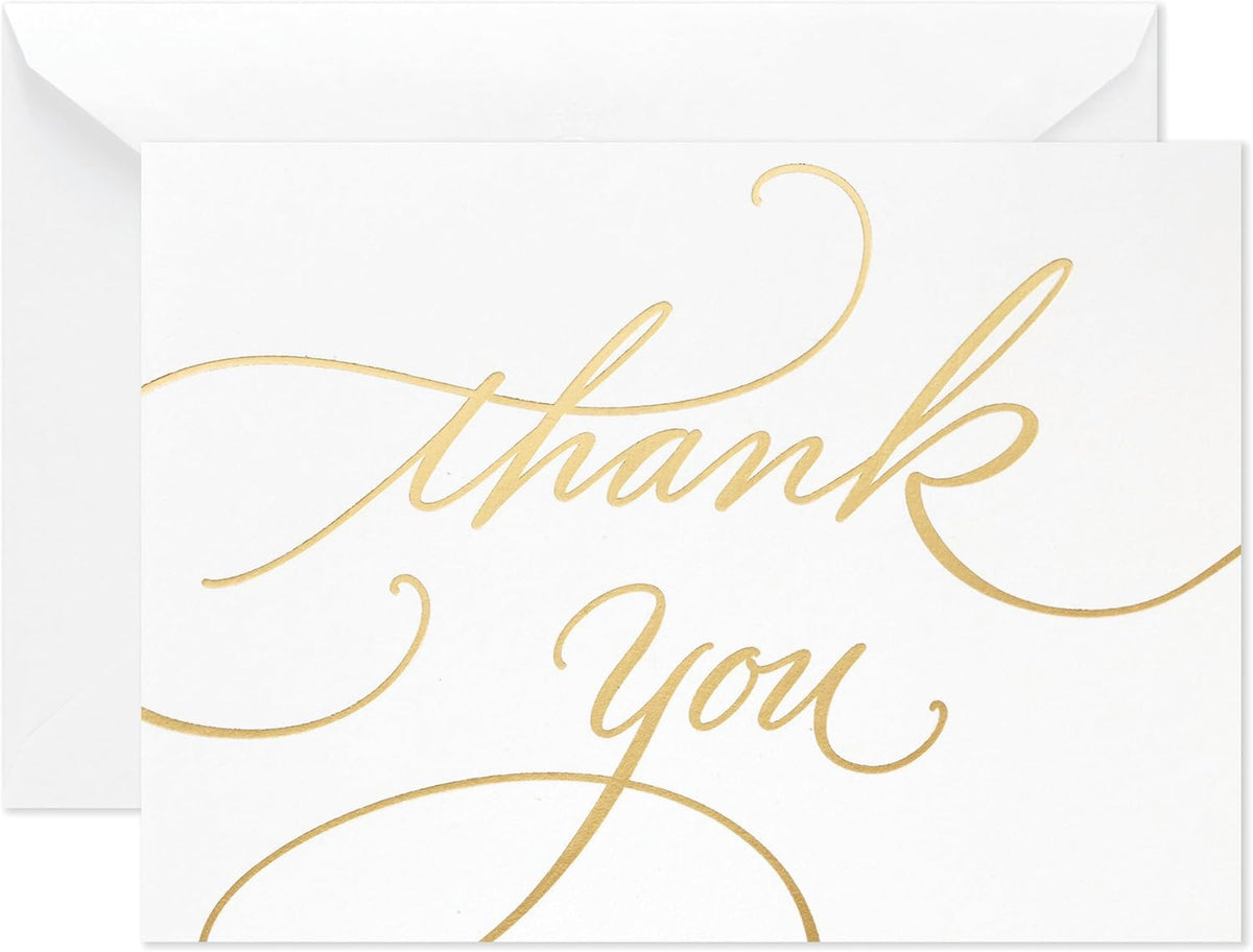 Hallmark Bulk Thank You Cards with Envelopes, 100-Pack (Gold Foil Script)