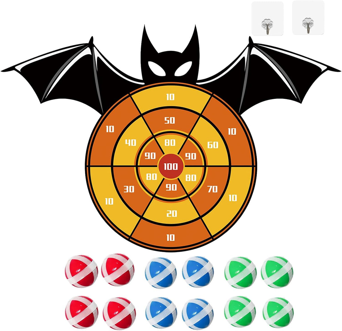 Halloween Large Party Games Toys for Kids, 30" Indoor Outdoor Decor Bat Dart Board Game with 12 Sticky Balls Halloween Party Favor for Kids Boy