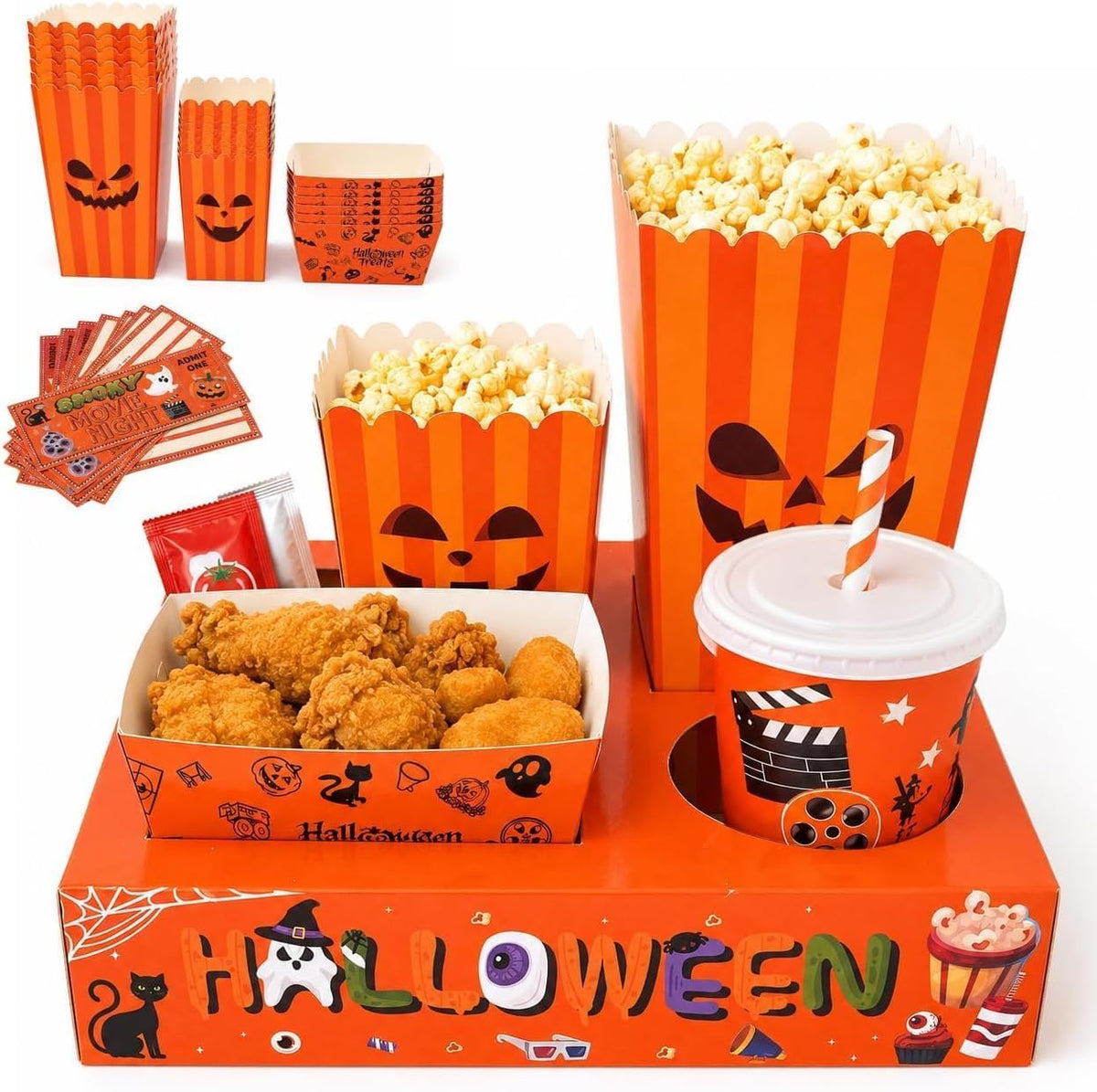 FoldTier 2 Pcs Halloween Icon Snack Bowl, 14oz Clear Glass Candy Dessert Bowls with Ghost and Bat Design, Spooky Serving Bowls for Halloween Gifts Party Favors Table Decoration Supplies